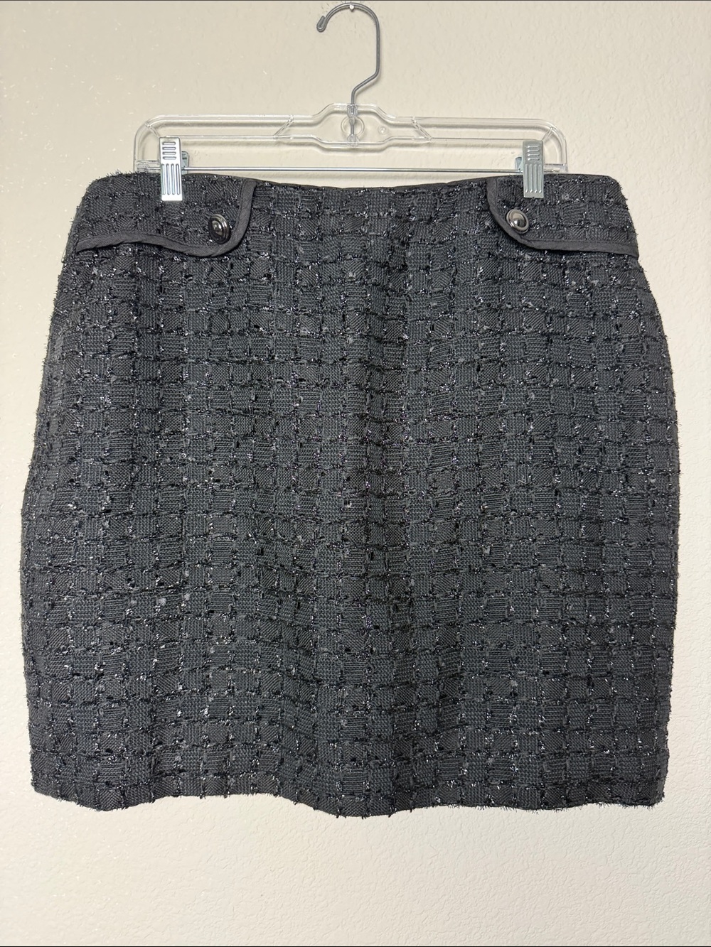 White House black market Classic Black Tweed Mini Skirt